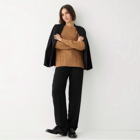 J. CREW Cable Knit Sweater Cotton Fisherman Chunky Tan, Size Small - Picture 4 of 15